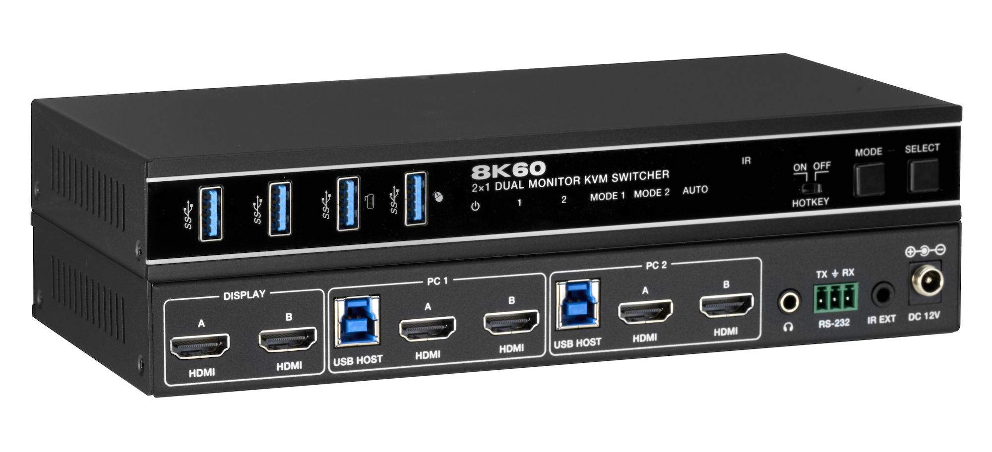 HDMI 2x1 KVM Switcher Dual Display 8K60