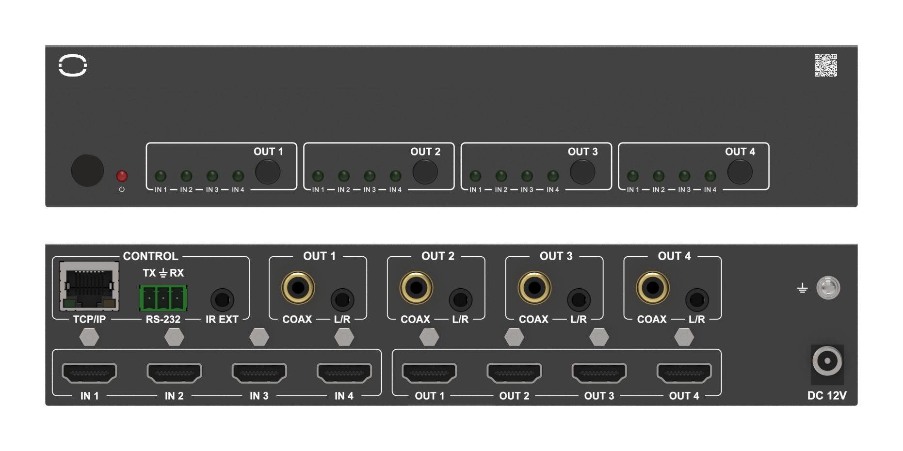 MMX-4X4AUD: 4×4 HDMI Matrix with Per-Output Scaling